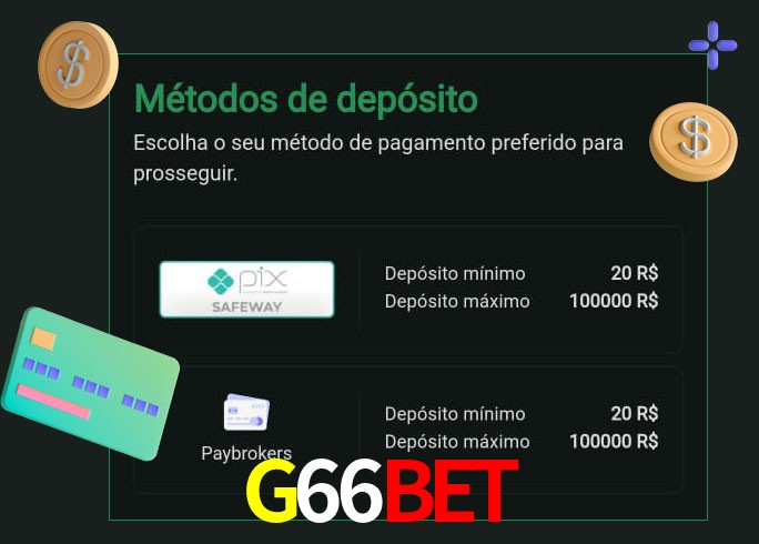O cassino G66Bet oferece uma grande variedade de métodos de pagamento